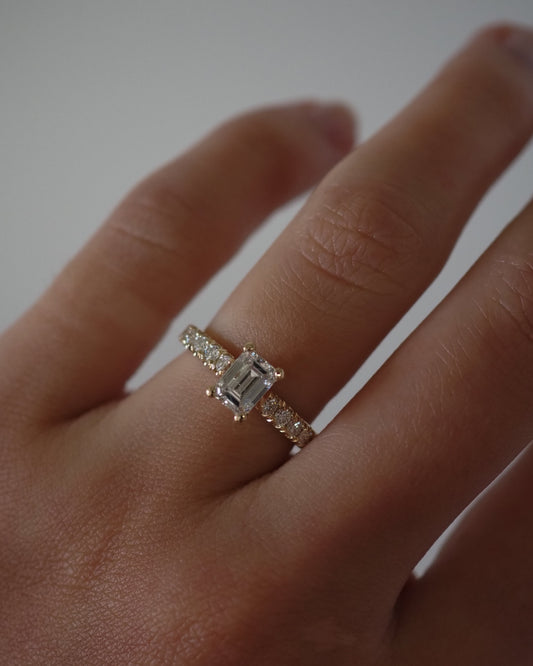 Round Swirl Semi Pave Engagement Ring – 1 CT Moissanite Diamond
