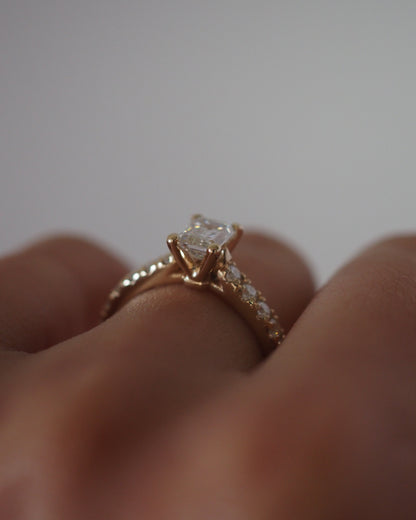 Round Swirl Semi Pave Engagement Ring – 1 CT Moissanite Diamond