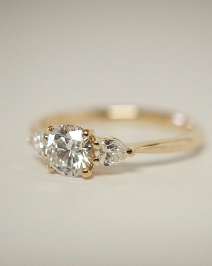 Round Swirl Semi Pave Engagement Ring – 1 CT Moissanite Diamond