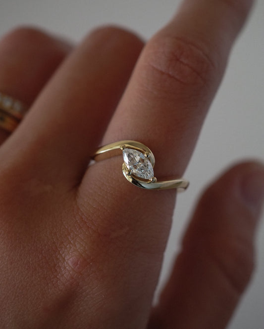 Round Swirl Semi Pave Engagement Ring – 1 CT Moissanite Diamond