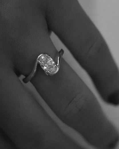 Round Swirl Semi Pave Engagement Ring – 1 CT Moissanite Diamond