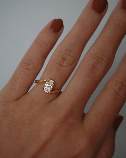 Round Swirl Semi Pave Engagement Ring – 1 CT Moissanite Diamond
