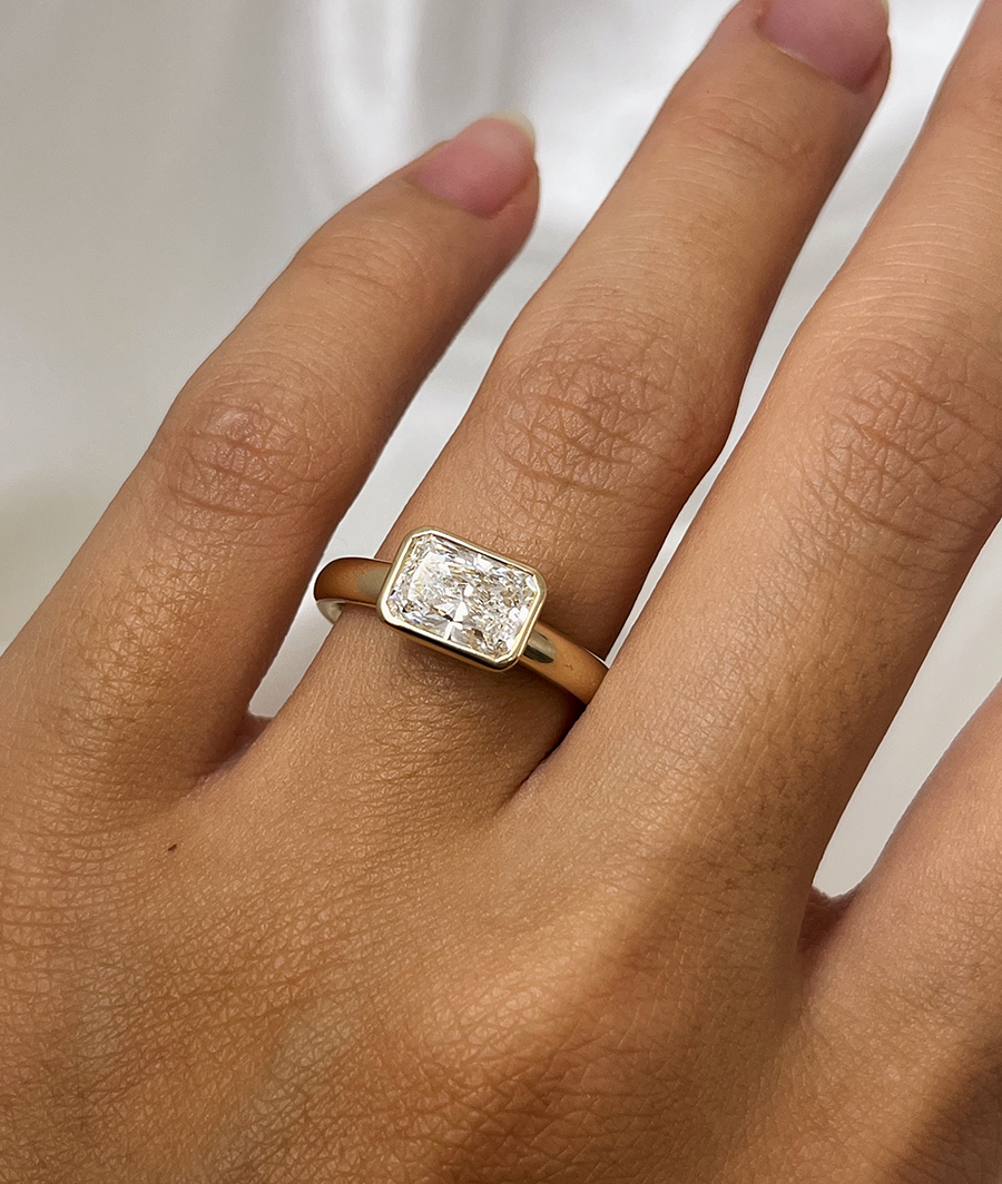 Round Swirl Semi Pave Engagement Ring – 1 CT Moissanite Diamond