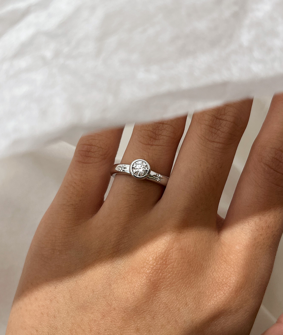 Round Swirl Semi Pave Engagement Ring – 1 CT Moissanite Diamond