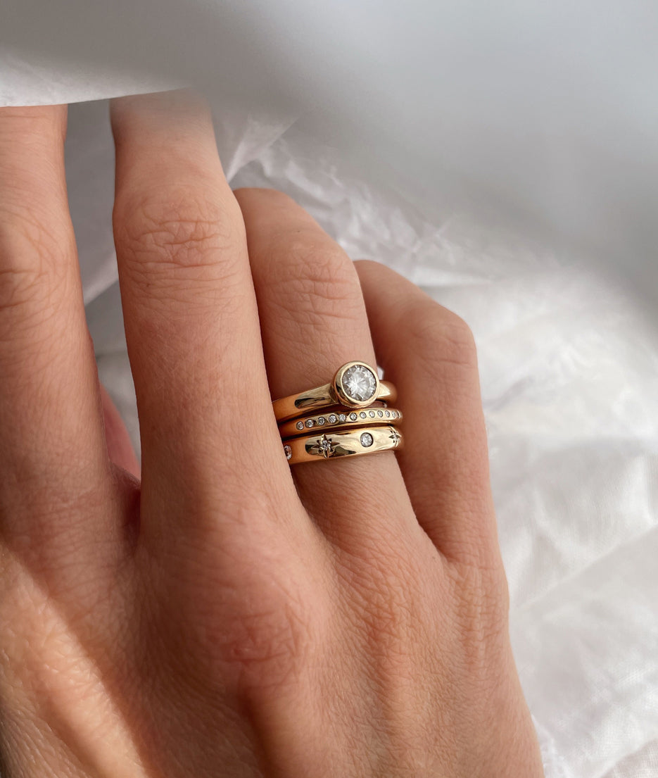 Round Swirl Semi Pave Engagement Ring – 1 CT Moissanite Diamond