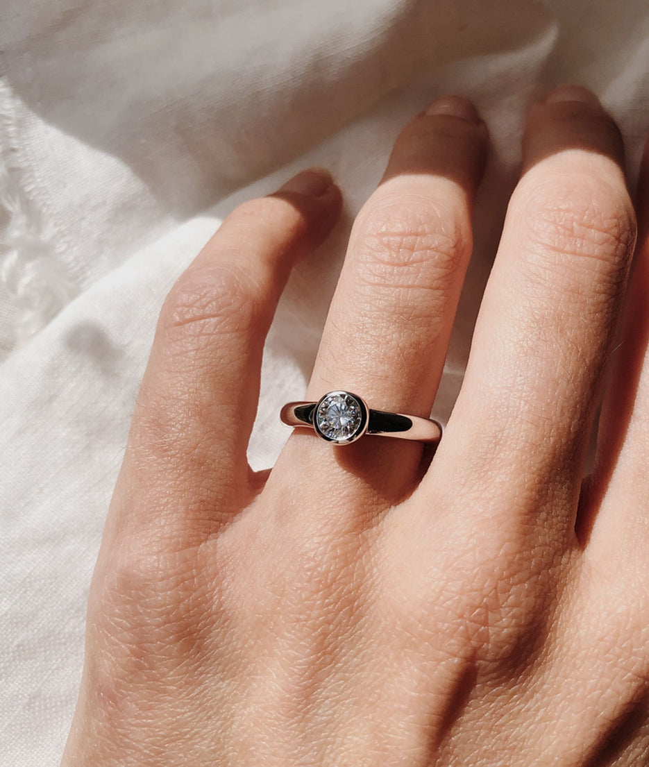 Round Swirl Semi Pave Engagement Ring – 1 CT Moissanite Diamond