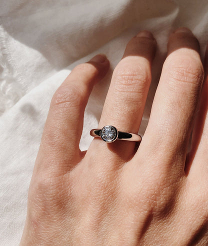 Round Swirl Semi Pave Engagement Ring – 1 CT Moissanite Diamond
