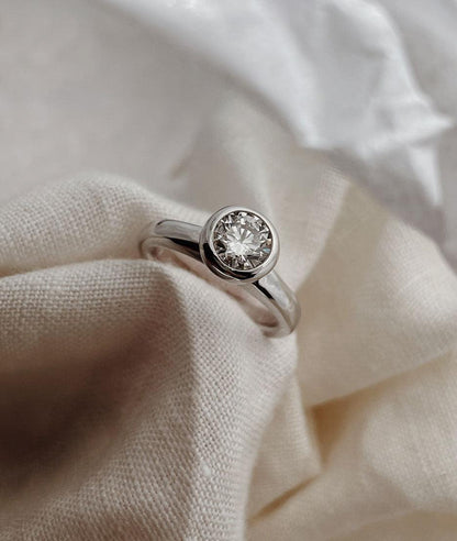 Round Swirl Semi Pave Engagement Ring – 1 CT Moissanite Diamond