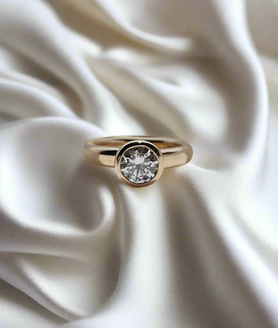 Round Swirl Semi Pave Engagement Ring – 1 CT Moissanite Diamond