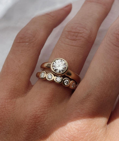 Round Swirl Semi Pave Engagement Ring – 1 CT Moissanite Diamond