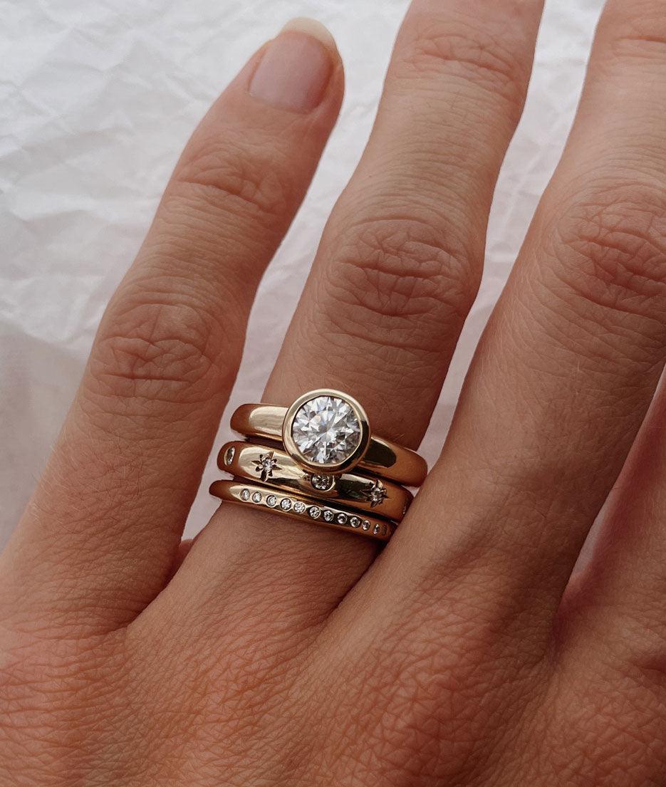Round Swirl Semi Pave Engagement Ring – 1 CT Moissanite Diamond
