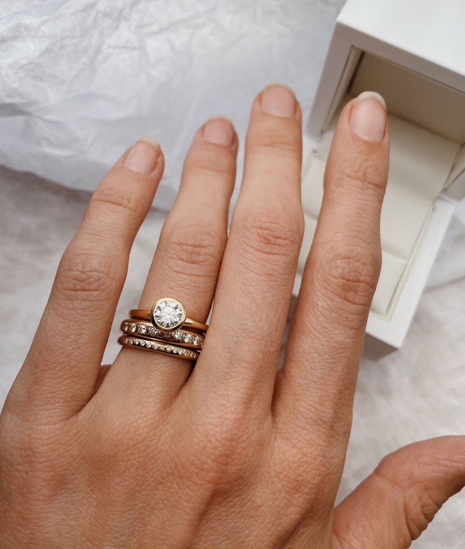 Round Swirl Semi Pave Engagement Ring – 1 CT Moissanite Diamond