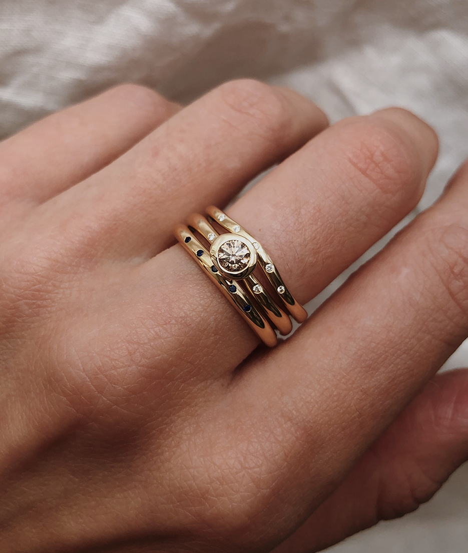 Round Swirl Semi Pave Engagement Ring – 1 CT Moissanite Diamond