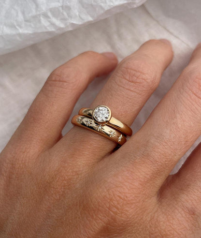 Round Swirl Semi Pave Engagement Ring – 1 CT Moissanite Diamond