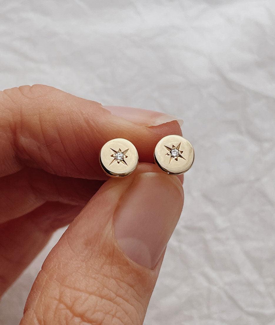 0.02 TCW Round Moissanite Studs