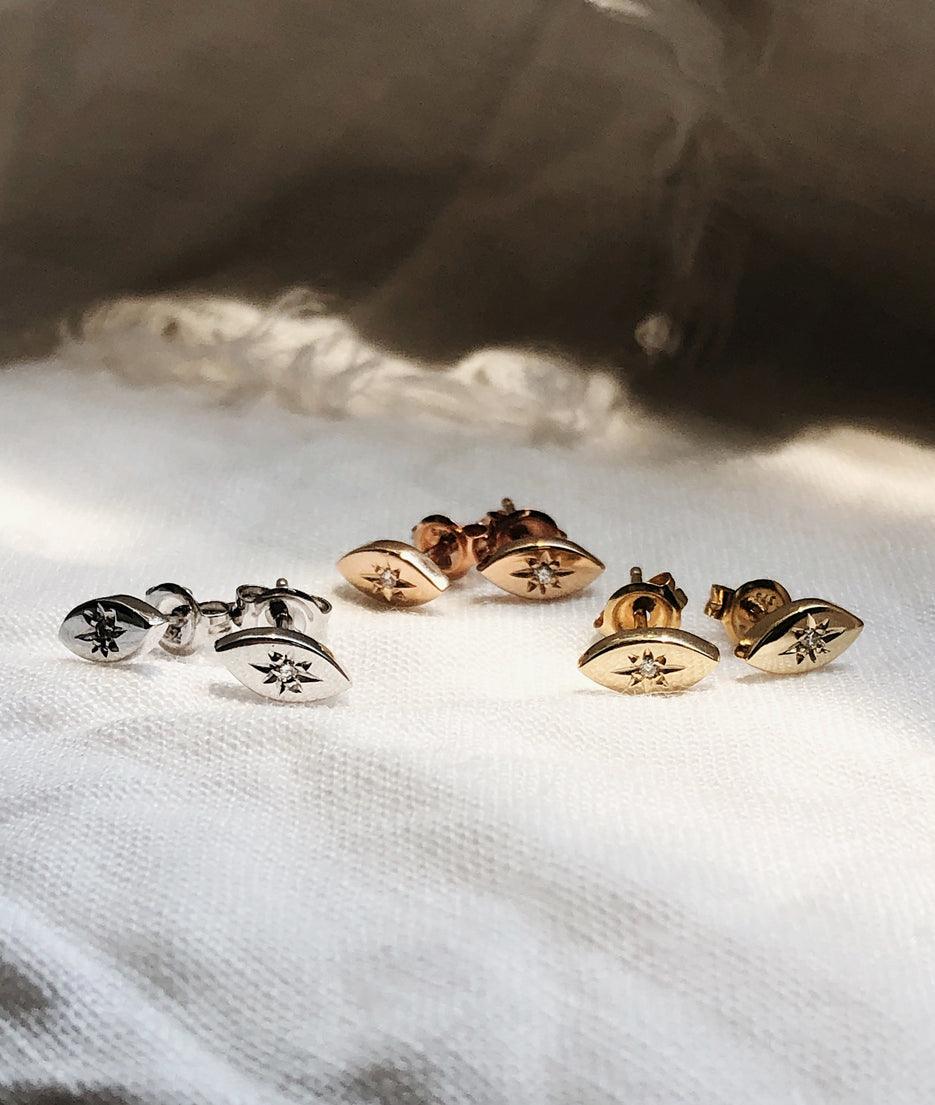 0.02 TCW Round Moissanite Diamond Stardust Studs