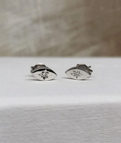 0.02 TCW Round Moissanite Diamond Stardust Studs