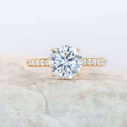 2 CT Round Three Stones Lab Grown Diamond Engagement Ring