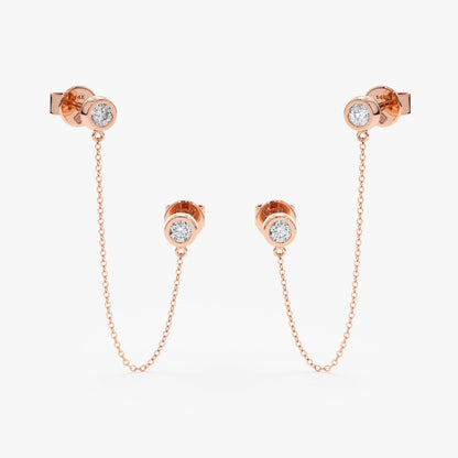 1.0 CT Round Bezel Solitaire Lab Grown Diamond Earrings