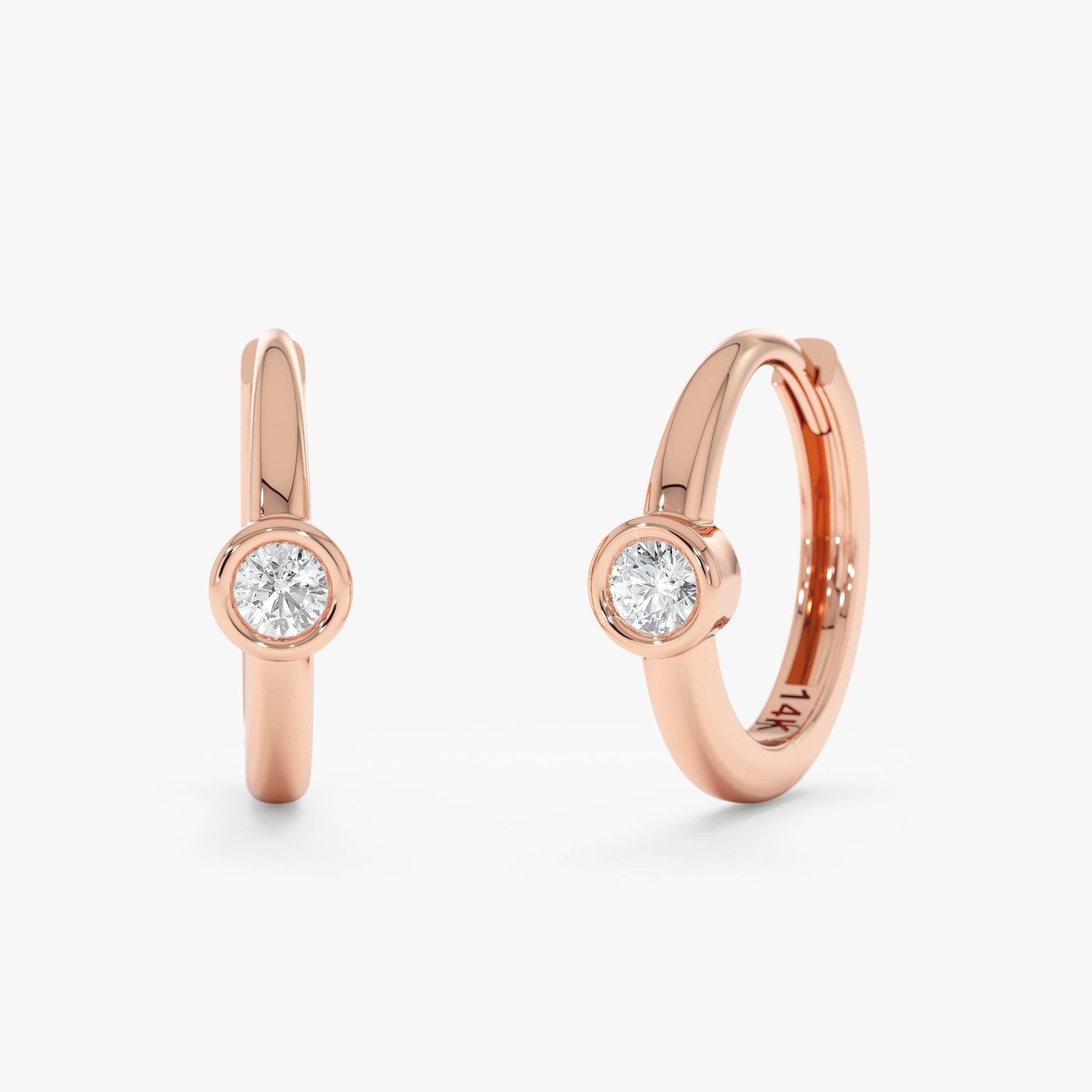 1.0 CT Round Bezel Solitaire Lab Grown Diamond Earrings