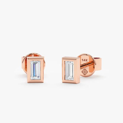 1.0 CT Round Bezel Solitaire Lab Grown Diamond Earrings
