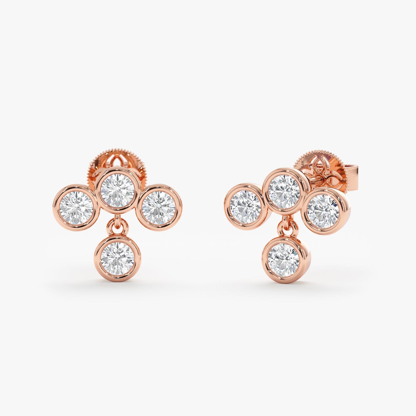1.0 CT Round Bezel Solitaire Lab Grown Diamond Earrings