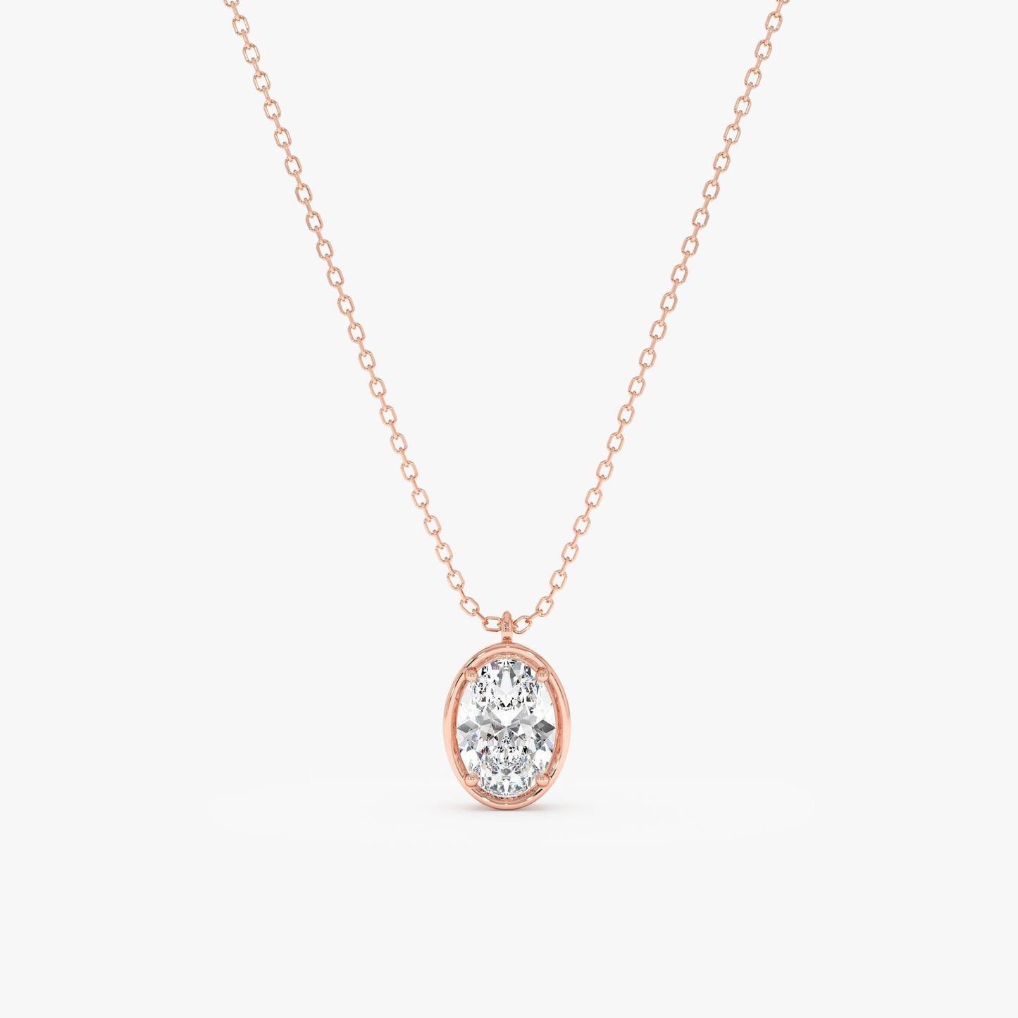 1.0 CT Round Bezel Solitaire Lab Grown Diamond Necklace