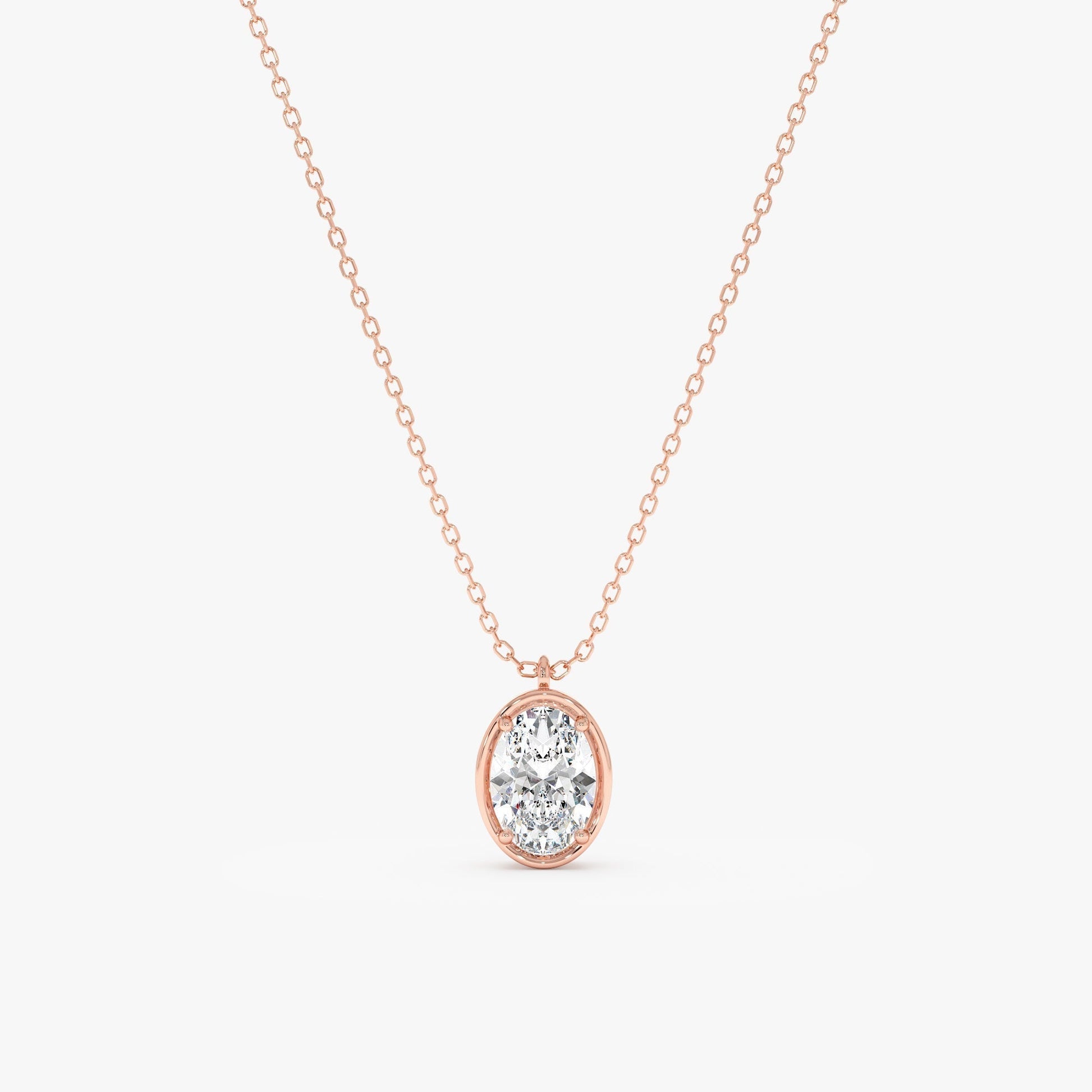 1.0 CT Round Bezel Solitaire Lab Grown Diamond Necklace