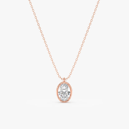 1.0 CT Round Bezel Solitaire Lab Grown Diamond Necklace