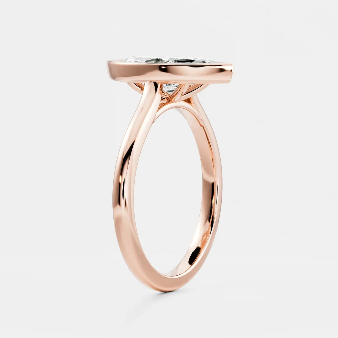 Marquise Bezel Solitaire Lab Grown Diamond Engagement Ring