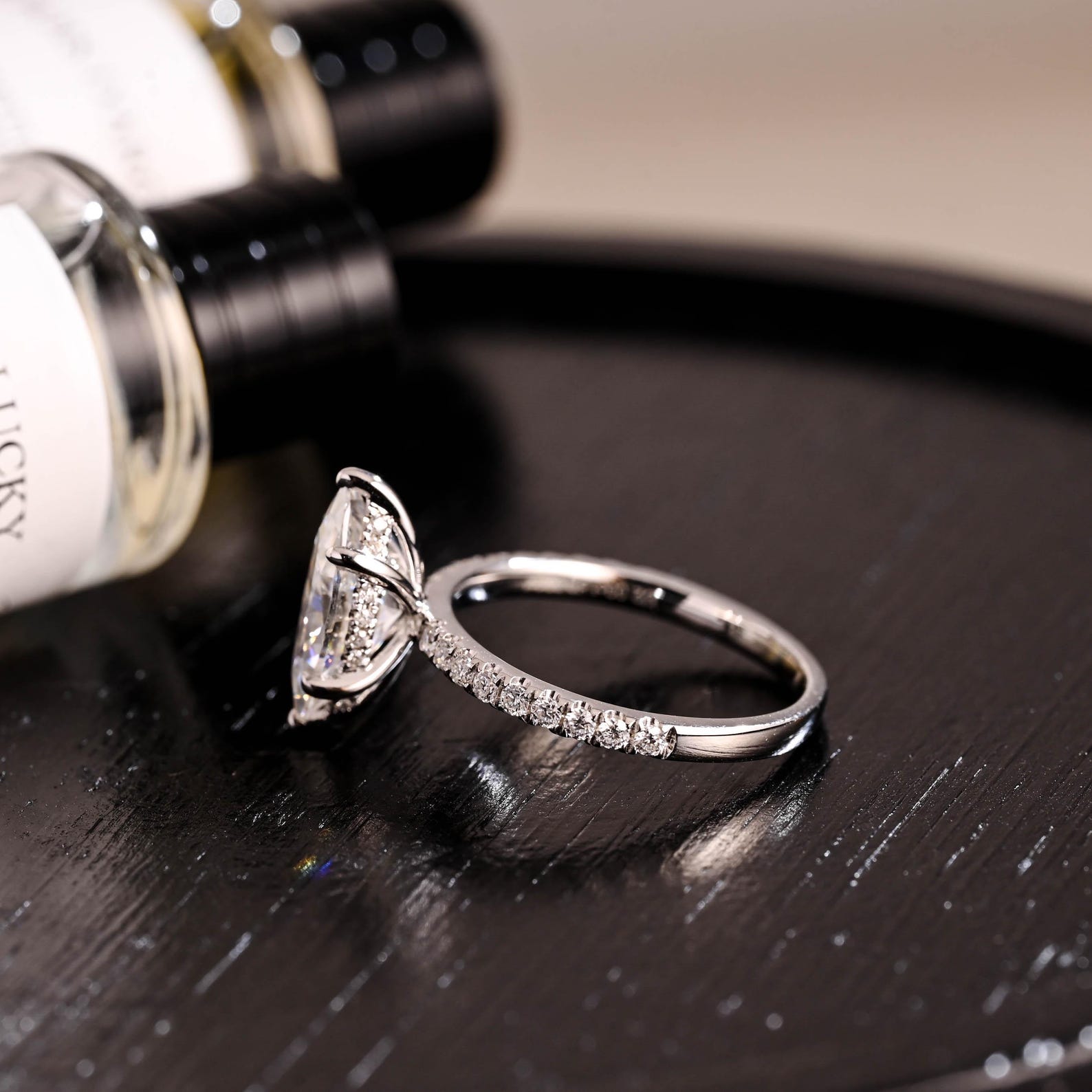 Round Halo, Pave & Split Shank Engagement Ring – 1.93 CT Lab Grown Diamond