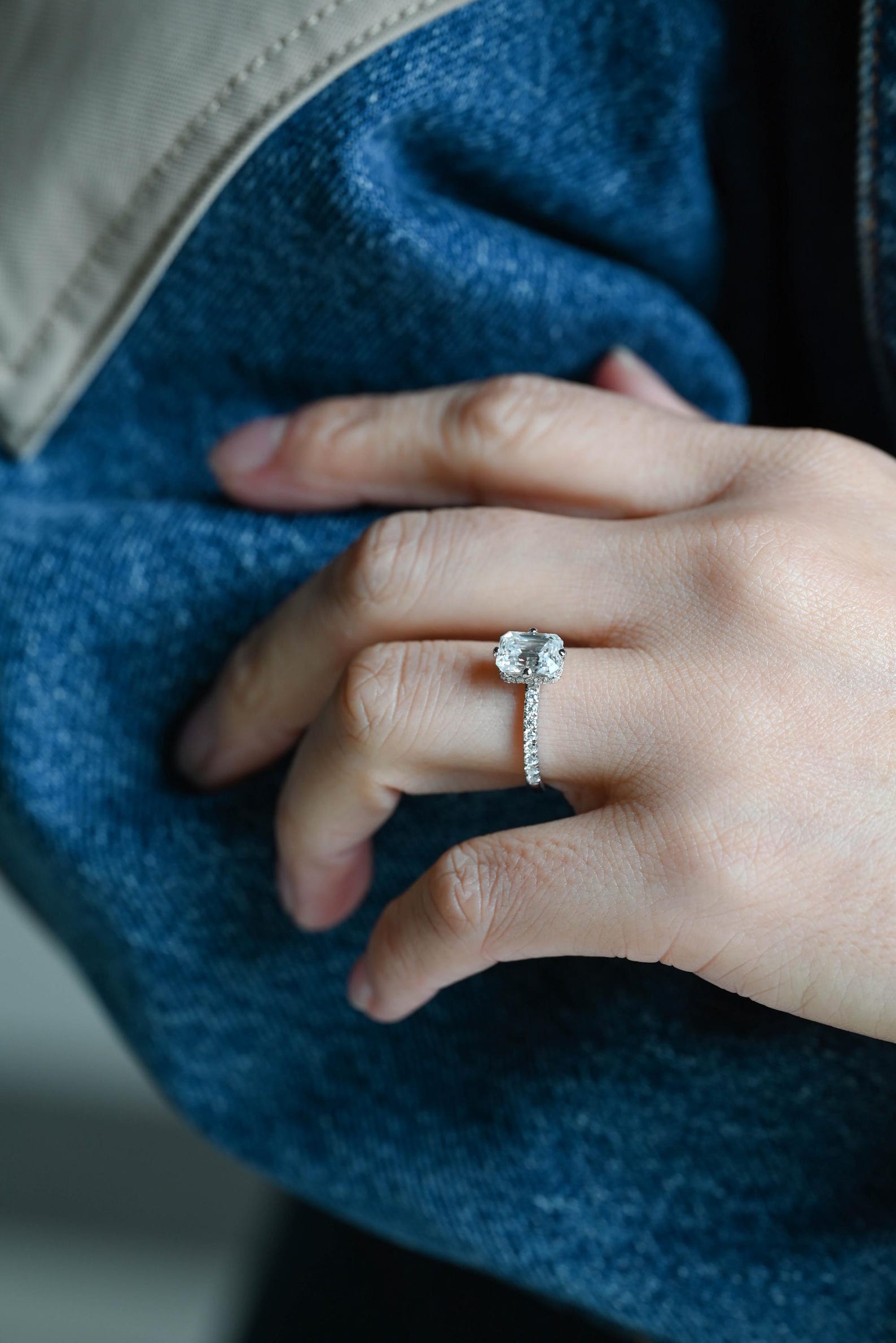 Round Halo, Pave & Split Shank Engagement Ring – 1.93 CT Lab Grown Diamond