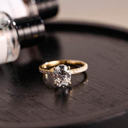 Round Halo, Pave & Split Shank Engagement Ring – 1.93 CT Lab Grown Diamond