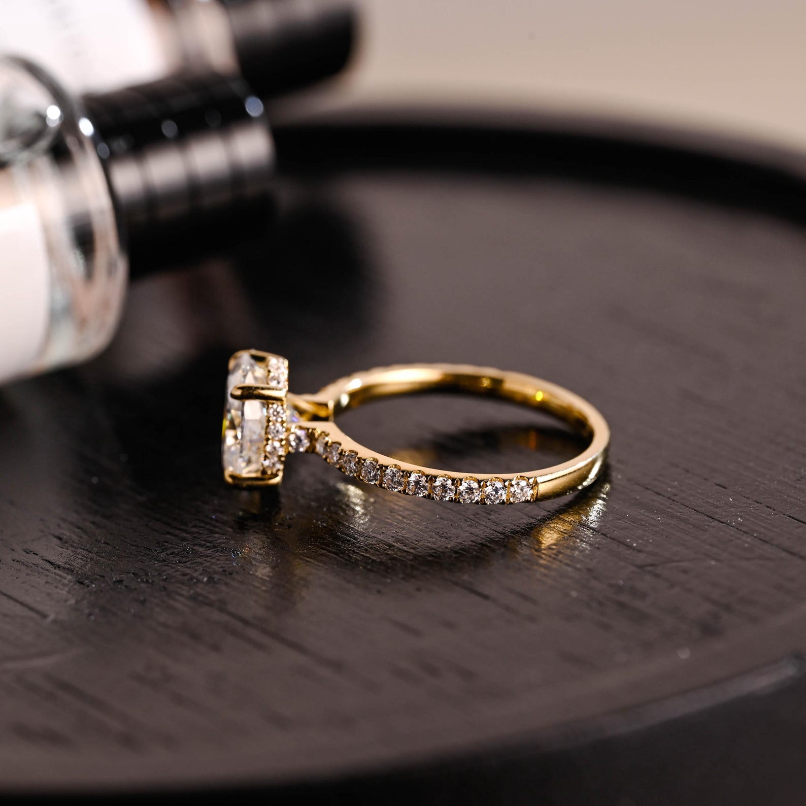 Round Halo, Pave & Split Shank Engagement Ring – 1.93 CT Lab Grown Diamond