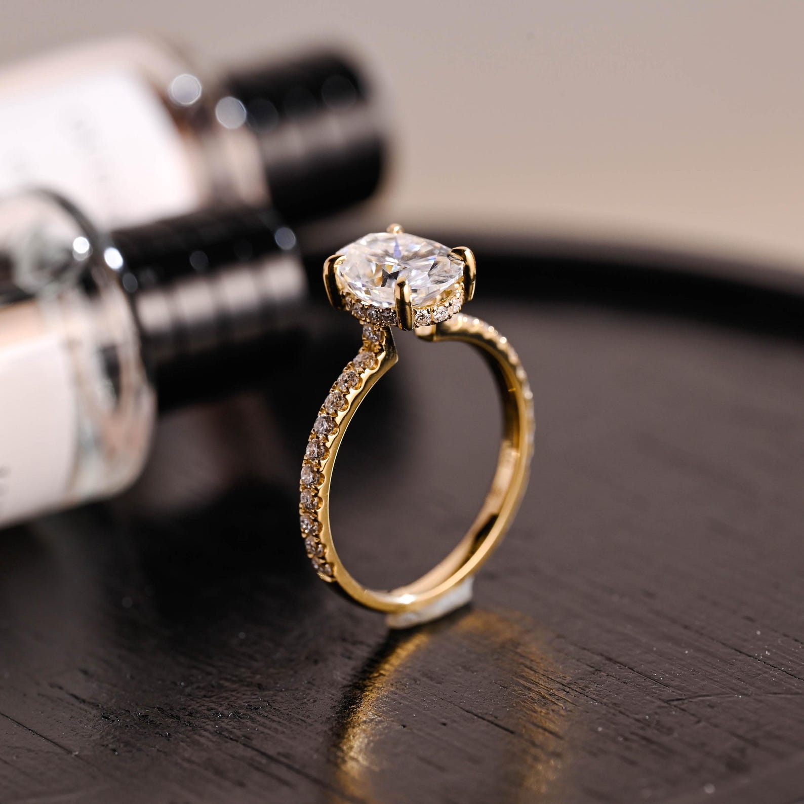 Round Halo, Pave & Split Shank Engagement Ring – 1.93 CT Lab Grown Diamond