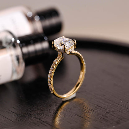 Round Halo, Pave & Split Shank Engagement Ring – 1.93 CT Lab Grown Diamond