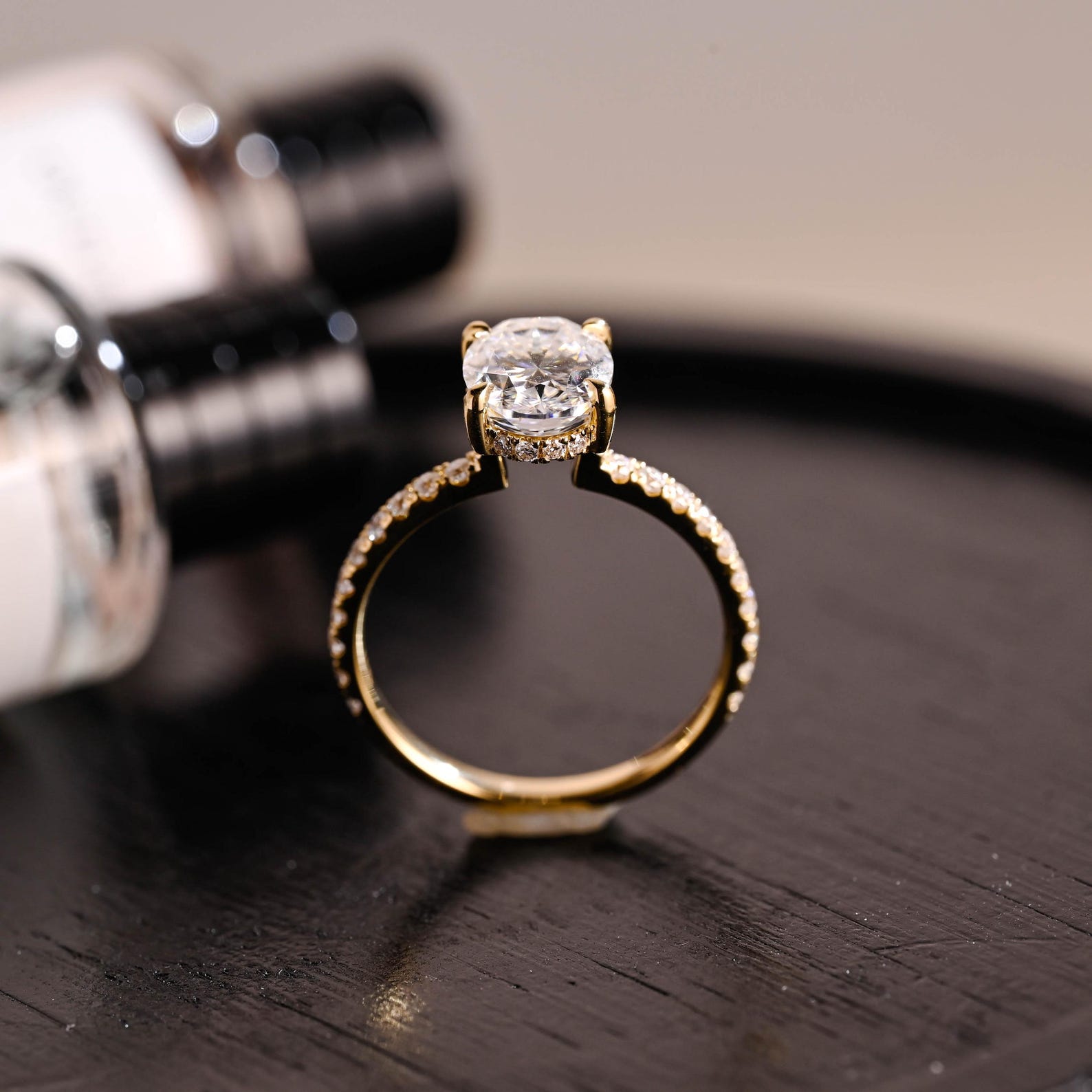 Round Halo, Pave & Split Shank Engagement Ring – 1.93 CT Lab Grown Diamond