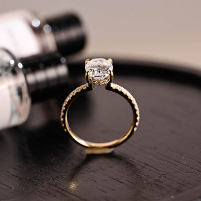Round Halo, Pave & Split Shank Engagement Ring – 1.93 CT Lab Grown Diamond