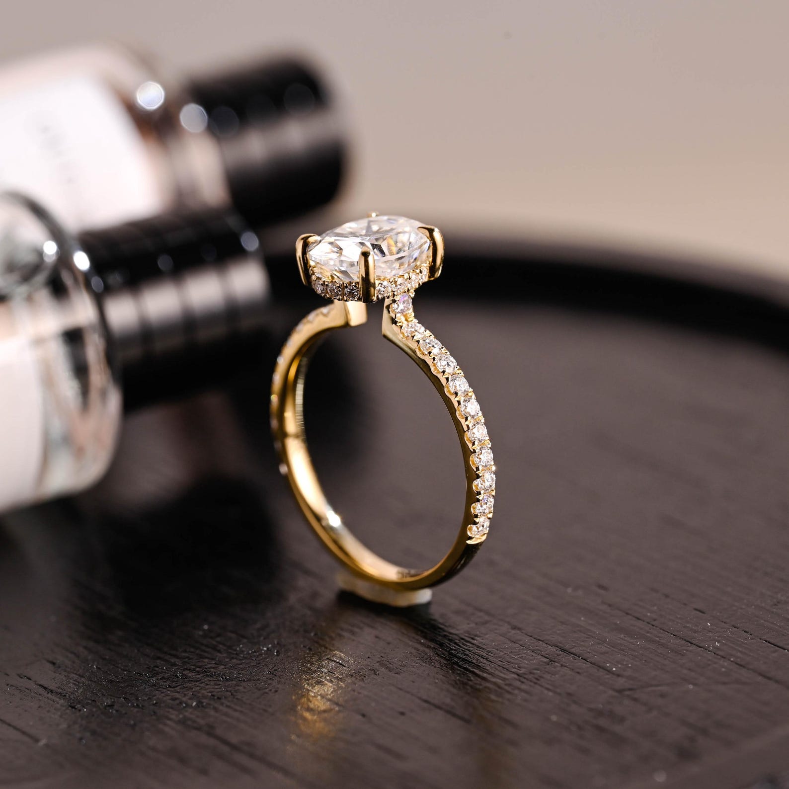 Round Halo, Pave & Split Shank Engagement Ring – 1.93 CT Lab Grown Diamond
