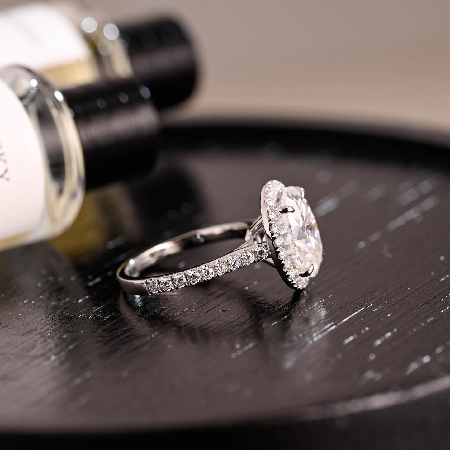 Round Halo, Pave & Split Shank Engagement Ring – 1.93 CT Lab Grown Diamond