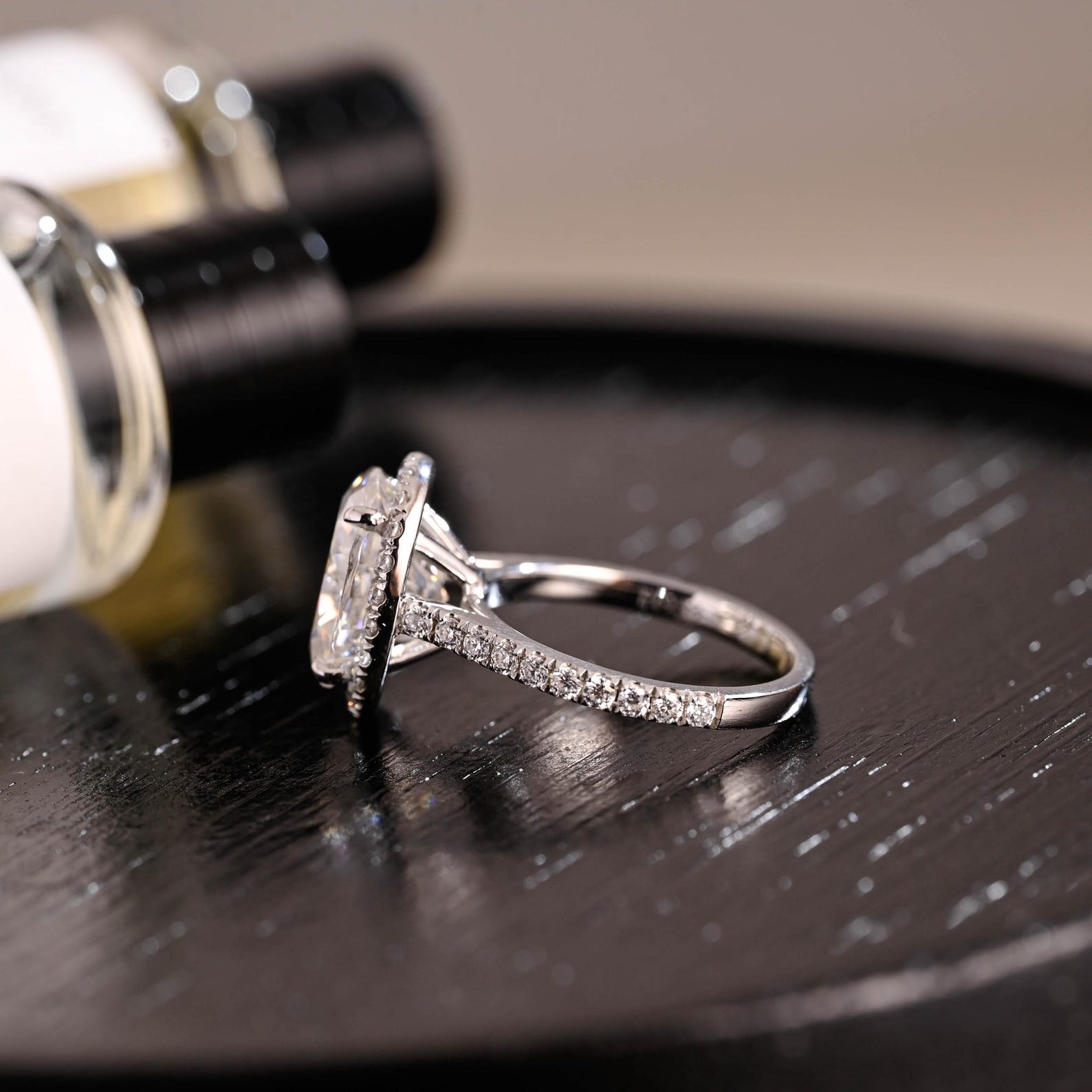 Round Halo, Pave & Split Shank Engagement Ring – 1.93 CT Lab Grown Diamond