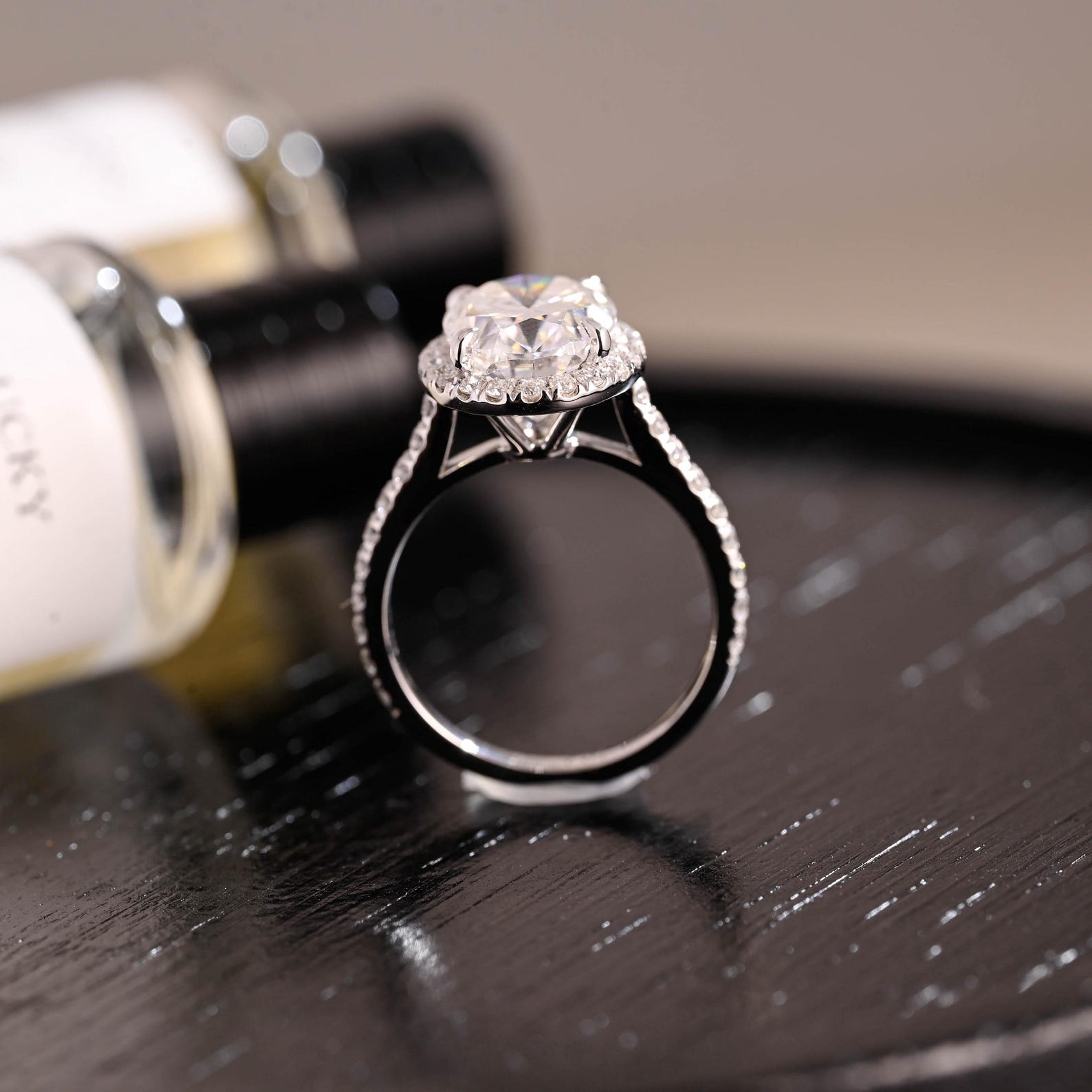 Round Halo, Pave & Split Shank Engagement Ring – 1.93 CT Lab Grown Diamond