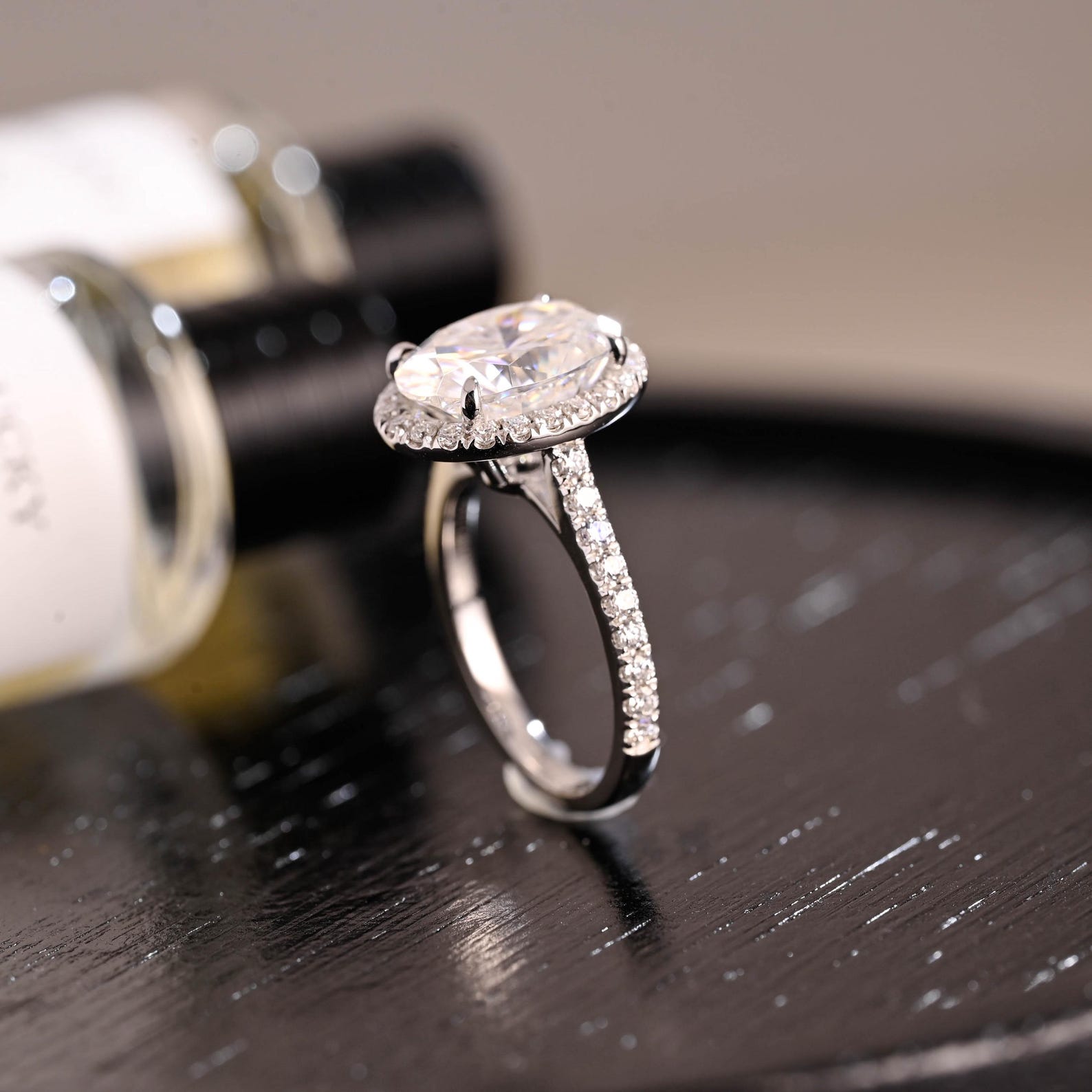Round Halo, Pave & Split Shank Engagement Ring – 1.93 CT Lab Grown Diamond