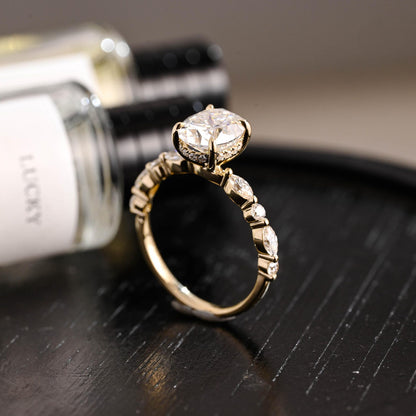 Round Halo, Pave & Split Shank Engagement Ring – 1.93 CT Lab Grown Diamond