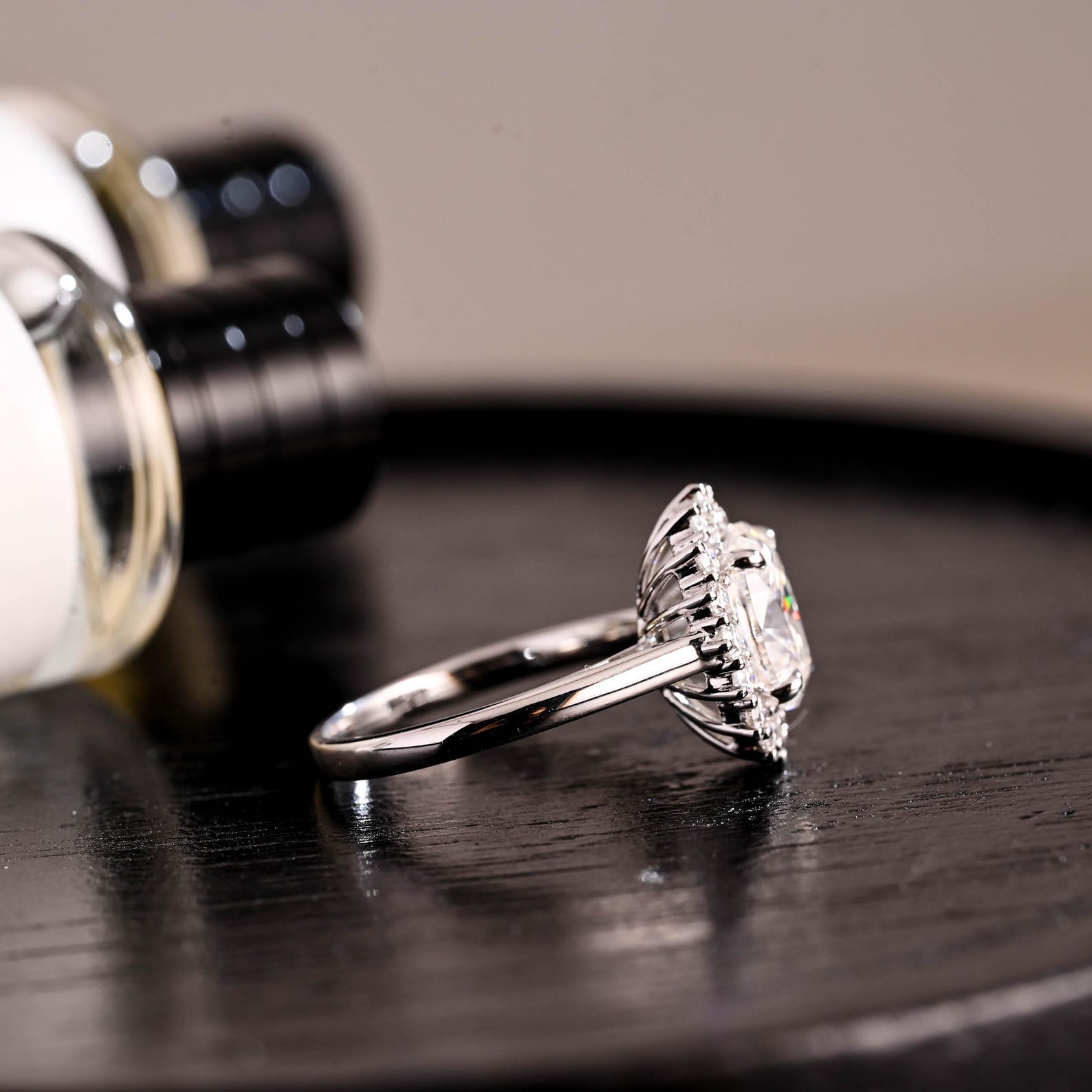 Round Halo, Pave & Split Shank Engagement Ring – 1.93 CT Lab Grown Diamond