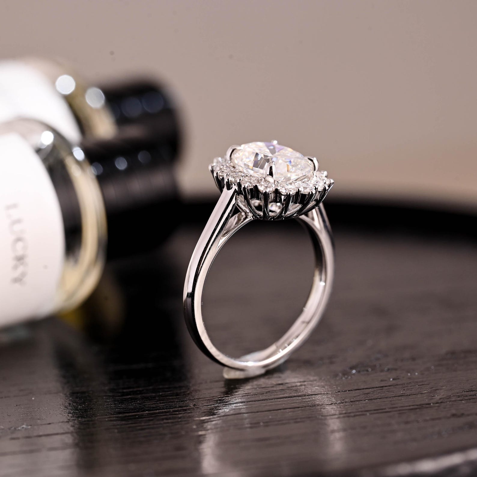 Round Halo, Pave & Split Shank Engagement Ring – 1.93 CT Lab Grown Diamond