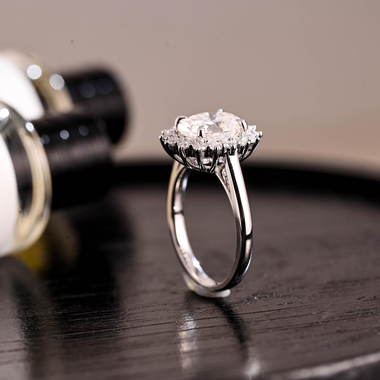 Round Halo, Pave & Split Shank Engagement Ring – 1.93 CT Lab Grown Diamond