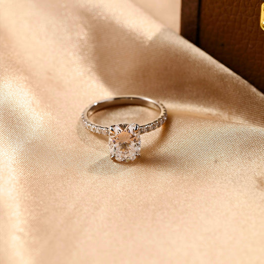 Round Halo, Pave & Split Shank Engagement Ring – 1.93 CT Lab Grown Diamond