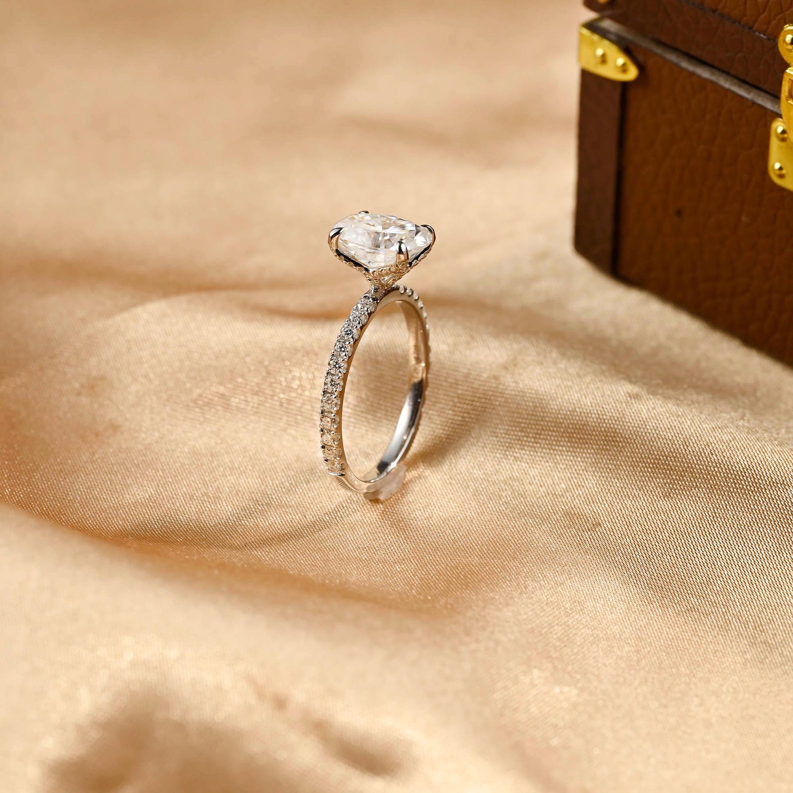 Round Halo, Pave & Split Shank Engagement Ring – 1.93 CT Lab Grown Diamond