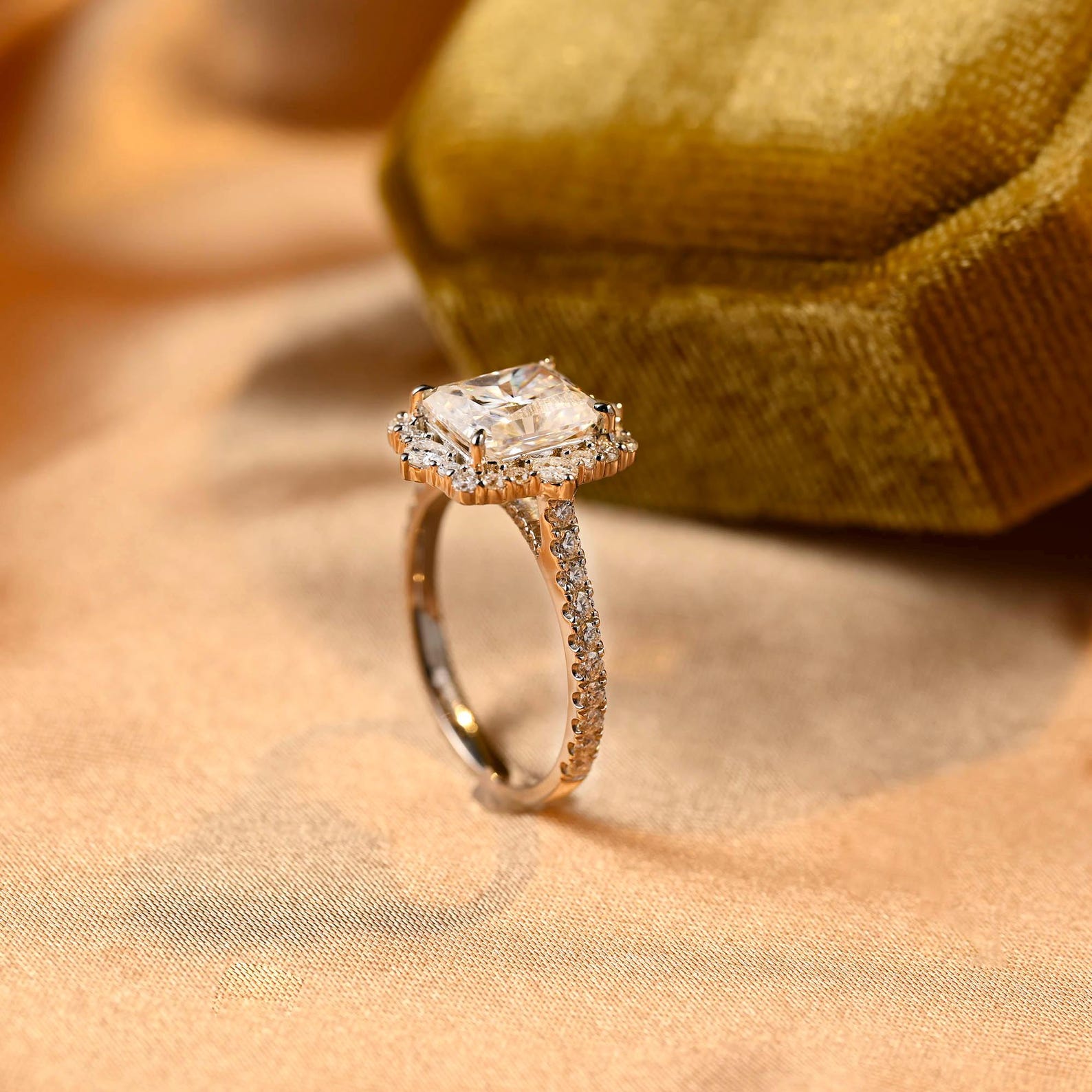 Round Halo, Pave & Split Shank Engagement Ring – 1.93 CT Lab Grown Diamond